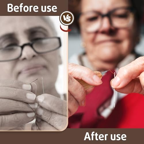 Savina Handmade Needle Threader for Hand Sewing - Hardwood Handle with Stainless Steel Hook (1cm Extended) for Easy Threading - Works with Sewing Machines & Small Eye Needles (Needle Threader)
