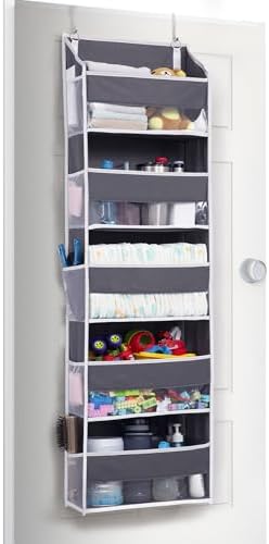 ULG 1 Pack Compact Size Over Door Organizer Slim Door Storage for Small-Sized Doors, 5 Shelves, Dark Gray
