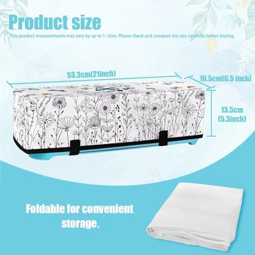 Binienty Blue Butterfly Boho Daisy Scrapbooking Die-Cut Machine Padded Dust Cover, Soft Polyester Cutting Machine Maker Cover with 3 Pockets for Home Accessories Organizer