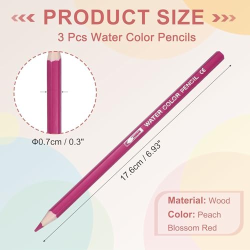 PATIKIL Watercolor Pencils, Peach Blossom Red Color Pencil Set Sketch Coloring Drawing Colored Pencils Bulk Artist Drawing Supplies for Adult Coloring Book Blending, 3 Pcs