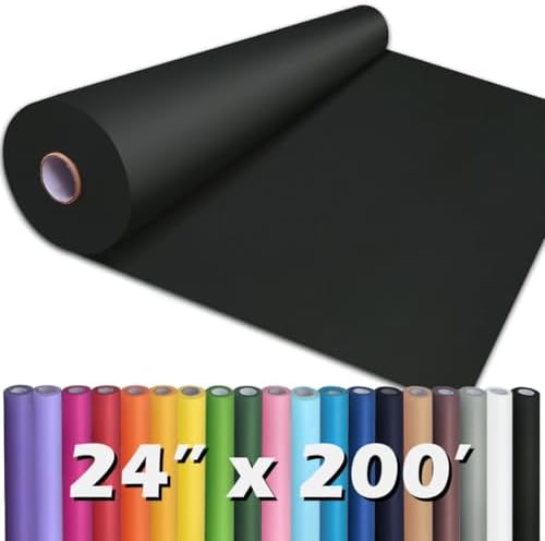 PerkHomy 24" x 2,400" (200') Black Kraft Paper Roll for Craft Bulletin Board Paper Art Table Covering Crafting Gift Wrapping Bouquet Packing Parcel 80GSM 55LB (Black, 24" x 200')