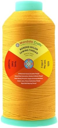 Mandala Crafts Size 46 210D T45 Gold Bonded Nylon Thread, 2843 YDs