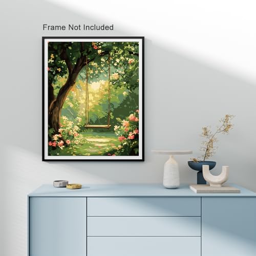 Natuyalo Paint by Numbers for Adults Beginner, Trees Swing Adult Paint by Number Kits on Canvas, DIY Acrylic Easy Painting by Numbers for Home Wall Decor 16x20 inch (Without Frame)