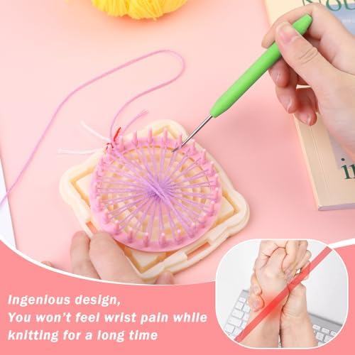 Wonvoc 8 Pcs Green Knitting Loom Hooks, Loom Knit Hook Set
