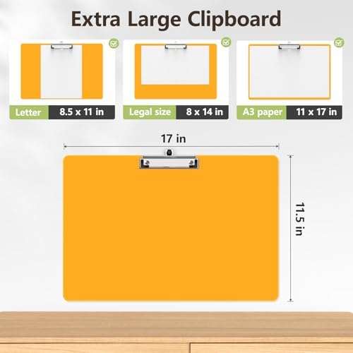 11 x 17 Extra Large Clipboard 2 Pack, Orange Clip Board