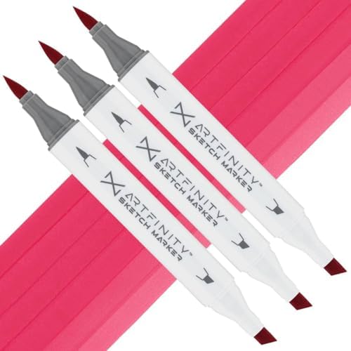 Artfinity Sketch Markers - Set of 3 - Strawberry Popsicle R1-6, Vibrant, Professional, Dye-Based Alcohol Markers for Artists, Drawing, Travel, & More