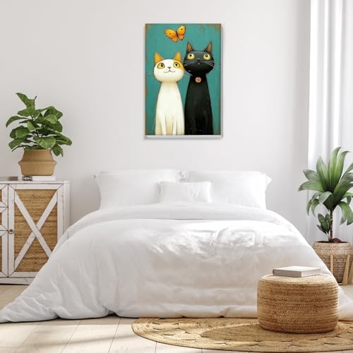 Bowetile Framed Paint by Numbers Cat Kit for Adults, Adults' Paint-by-Number Kits on Canvas, Painting by Numbers Kitten, Acrylic Number Painting Gifts for Home Wall Decor, 8x12in