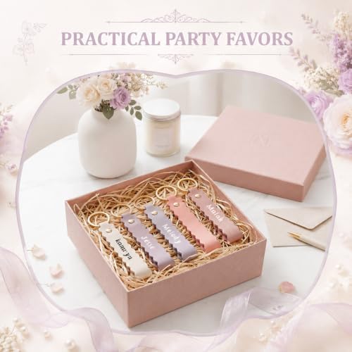 Scalloped PU Leather Keychain Blanks Laser Engraving