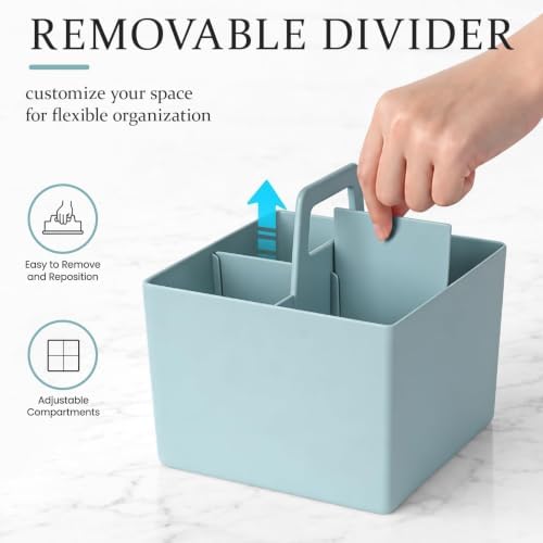 Multipurpose Caddy Organizer with Handle Plastic Desk Storage, Blue
