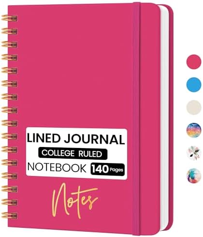 Lined Spiral Journal Notebook, A5 College Ruled Notebook for Note-Taking