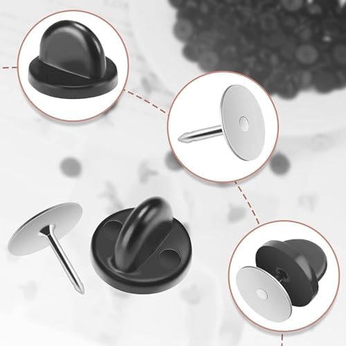 JANYUN 40 Pairs Rubber Blank Pin Backs Butterfly Clutch Backings Holder
