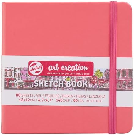 Talens Art Creation Sketchbook, Coral Red, 80 Sheets, 4.7 x 4.7 in