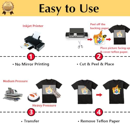 TransOurDream Heat Transfer Paper for Dark T Shirts(20 Sheets, 8.5x11),Printable HTV Heat Transfer Vinyl for Inkjet Printers (Pack of 3)