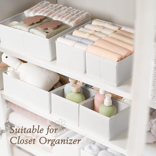 Criusia Drawer Organizers 18-Piece Set, Dresser Organizer for Baby Clothes, Foldable Closet Storage & Drawer Dividers for Underwear, Socks, Nursery (White)