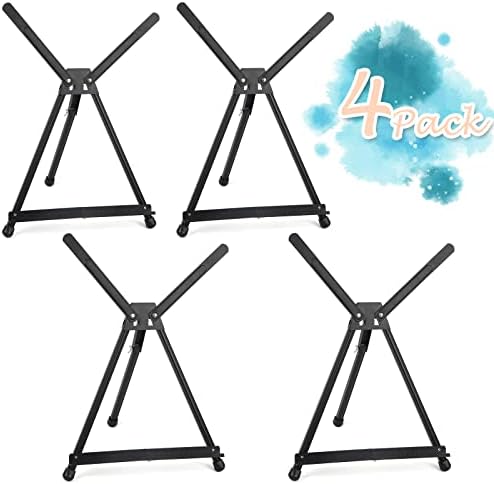 Falling in Art 4 Pack 15" to 21" Tabletop Easel for Painting &Display | Black Aluminum Tripod with Rubber Feet, Holds Canvas, Paintings, Books, Photos, Signs