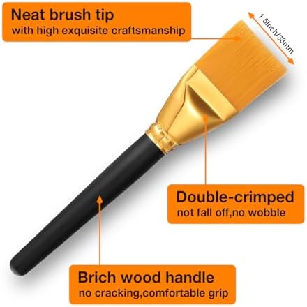 Great Andrew 1 1/2 inch Flat Paint Brushes Acrylic Painting, 4 PCS