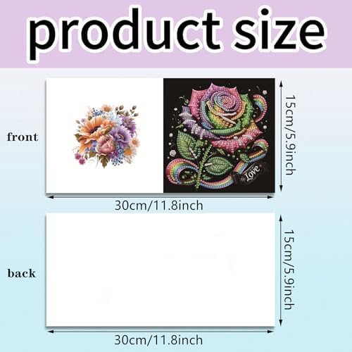 Diamond Art Cards with Envelopes–6PCS DIY Diamond Painting Greeting Cards Kit | Card Making Kit with Bling for Adults & Beginners | Birthday,Holiday & Thank You Cards (Rose Flower)