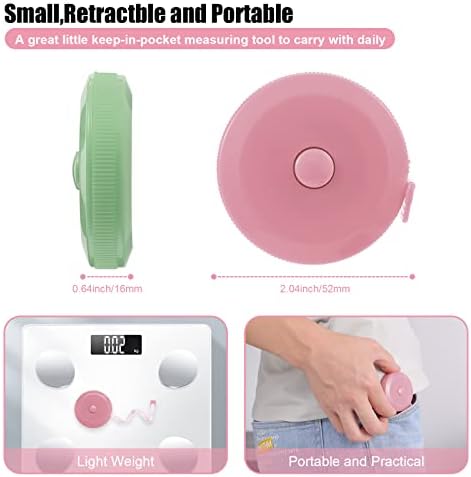 Tape Measure Body Measuring Tape, Retractable 60 Inch Soft Mini Measuring Tape, Small Sewing Fabric Tape Ruler for Cloth Waist Medical Nursing Craft(12 Pack)
