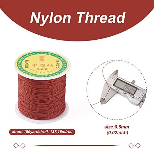 150 Yards 0.5mm Braided Nylon Crafting Thread Chinese Knotting Beading String Macrame Cord Rope for Necklace Bracelet Jewelry Craft Making, Saddle Brown