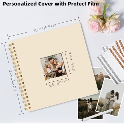 Vienrose Scrapbook Album Gift Set, 8x8 Inch, 40 White Pages, Off White