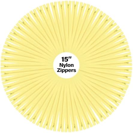 Mandala Crafts 80 PCs Butter Yellow Closed-End 15" Nylon Zippers for Sewing