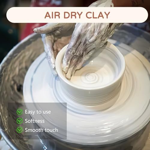VIBRATITE 10LB Air Dry Clay with 40PCS Pottery Tools, White Modeling Clay | Natural Pottery Clay for Sculpting, DIY Crafts, Classroom Art Projects and Creative Modeling, Ideal for Beginners and Artists