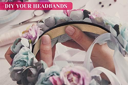 anezus 16 Pcs Satin Headbands Bulk 1 Inch Anti-slip Black Ribbon Hair Bands Plain Hard Headbands for Women Girls DIY Craft Hair Accessories (Black) (Pack of 2)