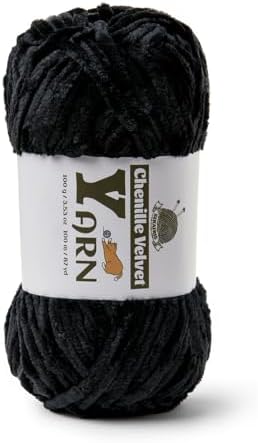 Chenille Crochet Black Yarn 1 Pack