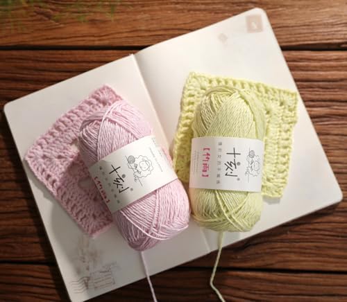 Cotton, Bamboo,Linen Blended Yarn 2 Skeins 50g/1.76oz- 19 Sweet Pea