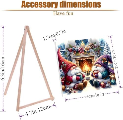 4 Pack Christmas Paint by Numbers Kit for Adults with Framed,Snowman Gnome Candy Cane Paint by Number with Wooden Easel DIY House Truck Christmas Tree Adult Paint by Number Kits for Wall Decor10x10in