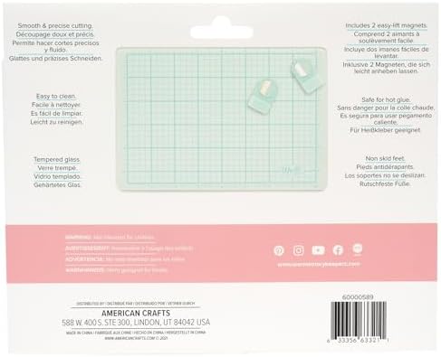 We R Memory Keepers Magnetic Glass Crafting Mat 9x6 - Heavy Duty, Perfect for Cutting, Paint Mixing, Scrapbooking, Crafts, and More