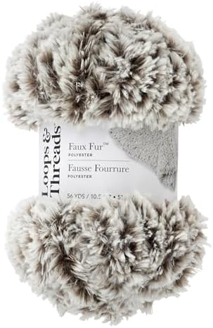 Loops & Threads Faux Fur Yarn - Yarn for Knitting, Crochet, Weaving, and Arts & Crafts - Husky, Polyester, 10.5 oz
