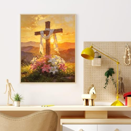 Dawnsphere Cross Paint by Numbers Kit for Adults Without Frame 16x20 in