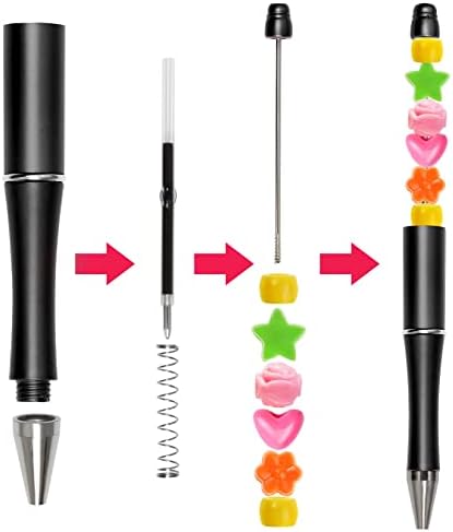 jiebor 30Pcs Gold Beadable Pens Beaded Ballpoint Pens Bulk for DIY Writing