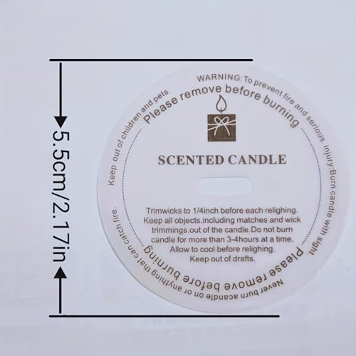 Round Candle Warning Safety Stickers,Labels with Burning Instructions