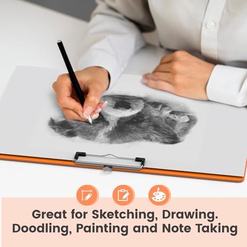 Extra Large 11x17 Clipboards, Plastic Orange Drawing Boards, Horizontal Clip Board, Landscape Layout. Suitable for Watercolor, Sketching, Painting. Art & Drafting Supply