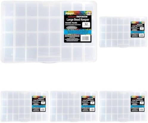 The Beadery - Large Bead Keeper Storage Box, 32 Compartment - 2176, 13.75 x 8.625 x 1.375 inches (Pack of 5)