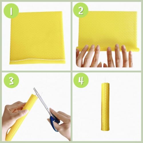 Phinicco 12 Colors 8" X 10" Beeswax Sheets for Rolling Candle Beeswax Sheets for Candle Rolling Kit Candle Making Kit 12 pcs Multicolored