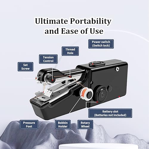 Handheld Sewing Machine,Sewing Machines for Beginners,Portable Electric Mini and Samll Hand Held Kit for Adults Included Mannual and Accessories,Sewing Hem Quick Stitching (Black)