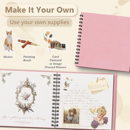 popotop 10x10 Inch Scrapbook Photo Album, 60 Page Decorative Kraft Paper Book for 4x6 8x10 Pictures, DIY Memory Photo Albums as Gifts for Wedding Baby Christmas School Family