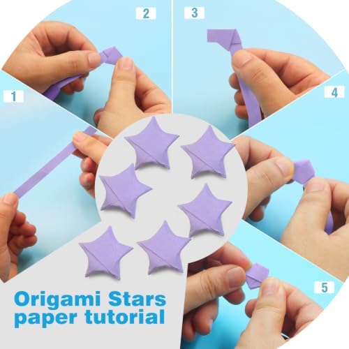 FoDau770 Solid Color Star Paper Strips - 360 Sheet, Light Purple