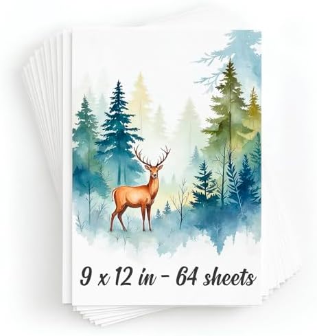 64 Sheets Watercolor Paper Pad - 9"x12" - Water Color Paper 140lb/300gsm - 100% Cotton Pulp - Art Supplies for Kids & Adults - for Painting, Artist Sketch, Easel, Loose Drawing
