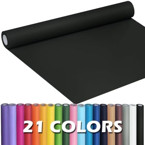 PerkHomy Black Wrapping Paper Roll Kraft Paper for Gift Bulletin Board Craft Art Bouquet Flower Packing Moving Shipping Floor Covering Table (Black, 17.5" x 80')