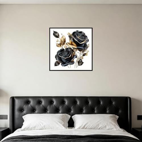 USZDL Rose Diamond Art Kits for Adults,Rose Flowers DIY 5D Diamond Painting Kits for Beginners,Round Full Drill Diamond Dots with Diamond Gem Art and Crafts for Adults Home Wall Decor 13.78x13.78 inch