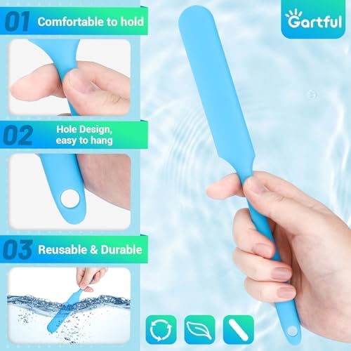 Gartful Silicone Stir Sticks Kit for Epoxy, 2pcs Spatula Scraper, 2pcs Large Silicone Resin Stirring Sticks, Reusable DIY Craft Tool for Mixing Resin, Paint, Waxing, Liquid, Set of 4, Blue