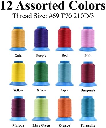 Mandala Crafts Size 69 210D T70 Vibrant Bonded Nylon Thread, 3600 YDs