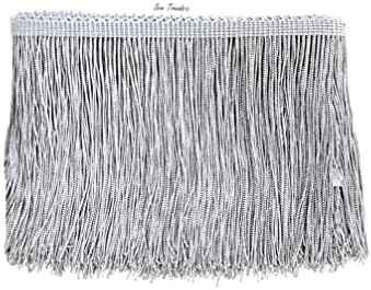 10 Yards of 4" Long Chainette Fringe Thread Yarn Tassel Trim Braid Fringe for Crafts Sewing and Decor- Light Grey