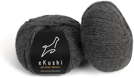 100% Baby Alpaca Yarn for Knitting & Crocheting - Set of 2 Skeins of Premium Yarn DK - Lightweight, Hypoallergenic & Thermal Peru Made - Ideal for Delicate Projects (N042 - Anthracite Grey)