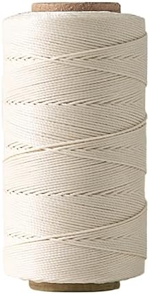 Heavy Duty Round Waxed Thread, 0.8mm, 218 Yards, Off-White, Bonded Polyester Wax Coated Cord String for Leather Sewing, Upholstery, Whipping Twine, Basket Weaving, Macrame, and Jewelry Making