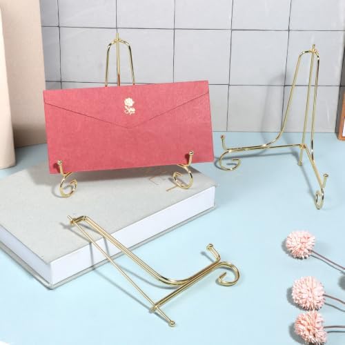10 Pcs 8 Inch Plate Stands for Display, Gold Iron Small Easels